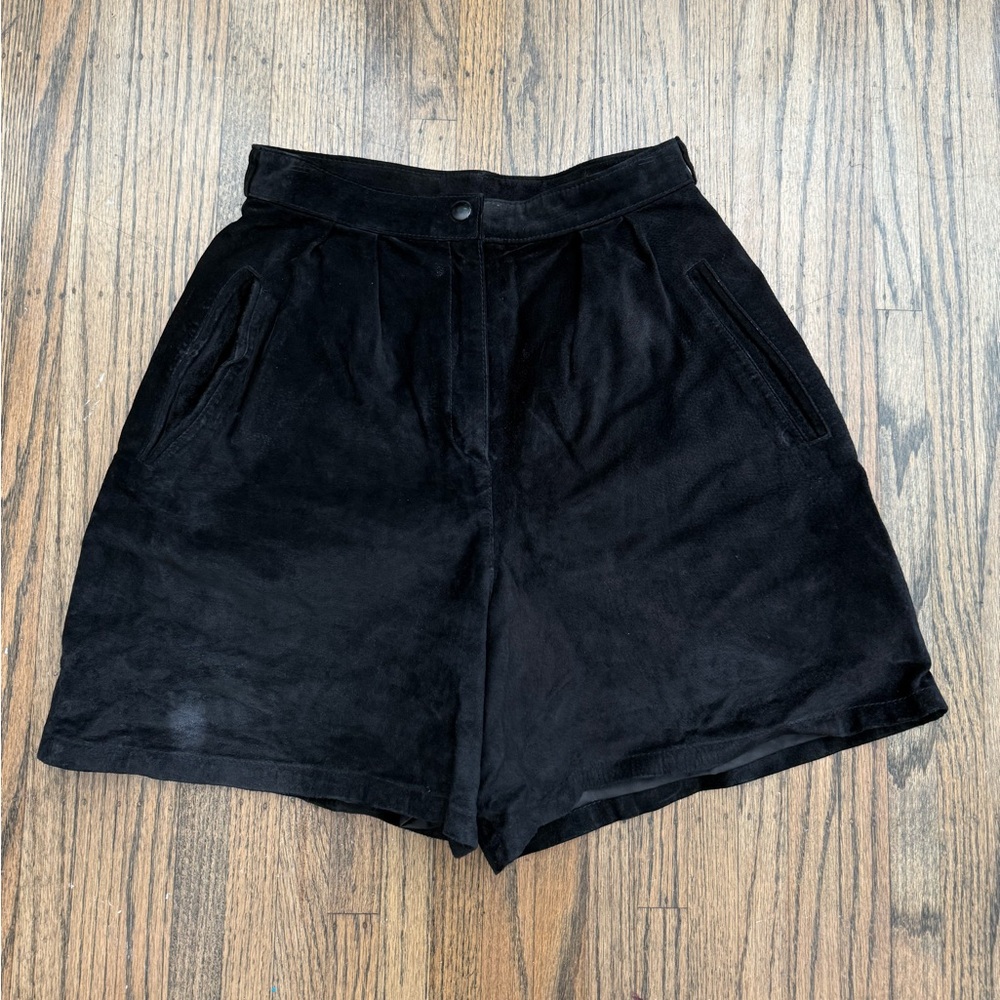 Suede Black Shorts